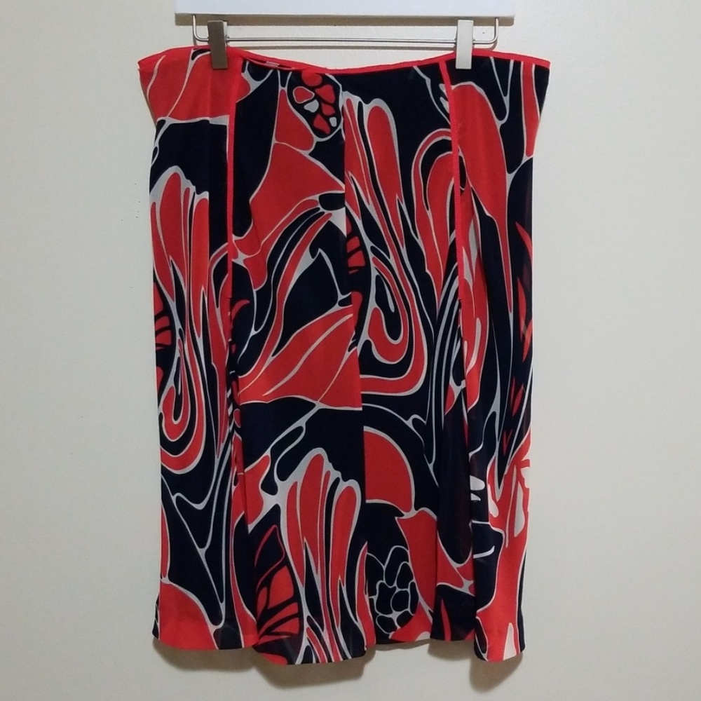 Nine & Company Corsica Orange & Black Midi Skirt
